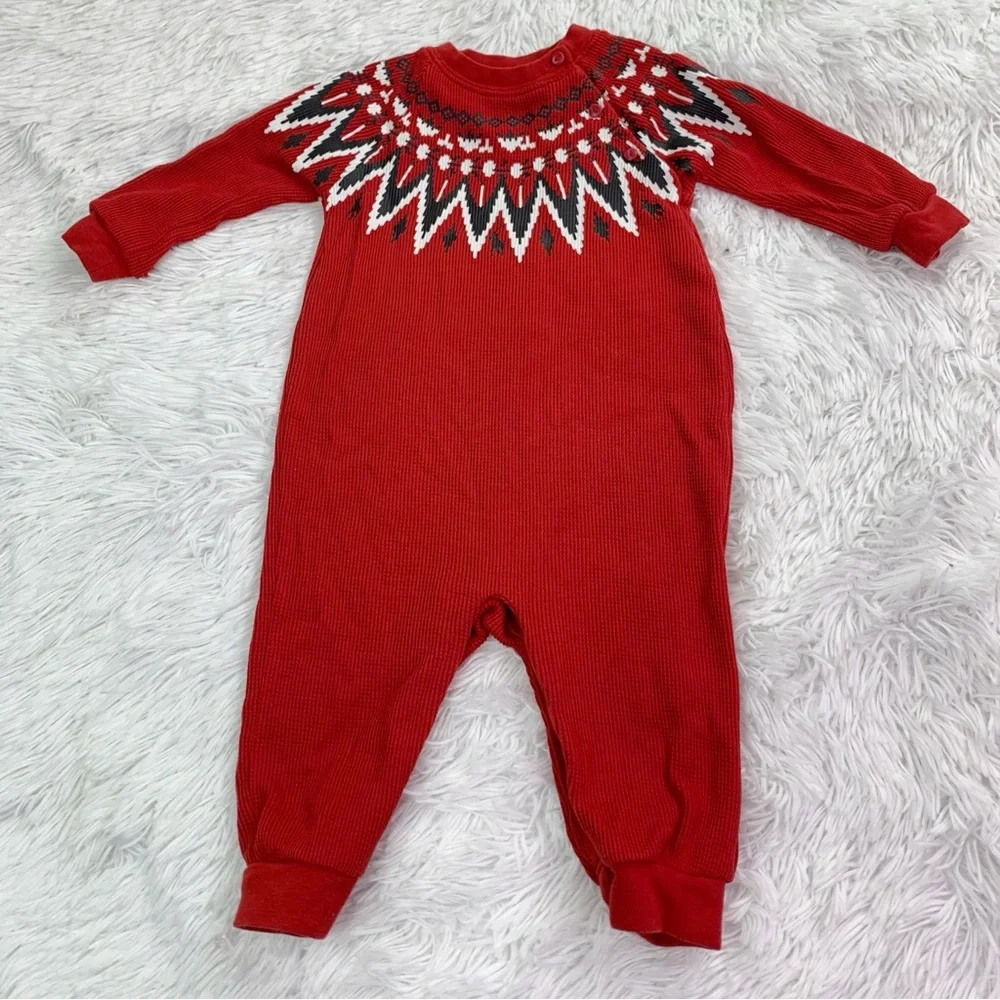 Ralph Lauren baby long sleeve crew neck fair isle waffle knit‎ One Piece